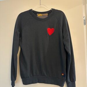 Aviator Nation Charcoal Sweater with Red Heart